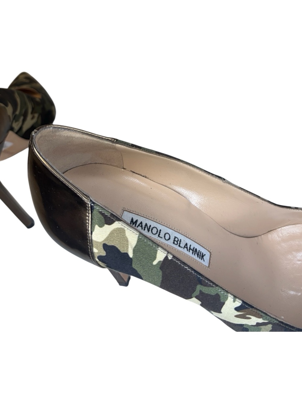 Manolo Blahnik BB Camo Specchio Satin Pumps - Picture 3 of 5